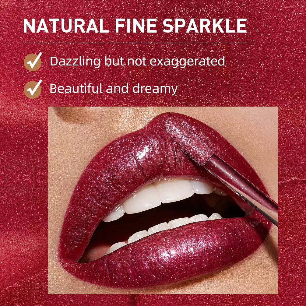 Shimmer Lip Gloss Diamond Glitter Lip Tint Waterproof Long Lasting Matte Liquid Lipstick Red Purple Lipgloss Women Makeup