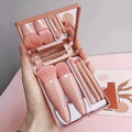 5Pcs Travel Size Makeup Brushes Set Mini Makeup Brushes, Small Complete Function Cosmetic Brushes Kit with Case and Mirror