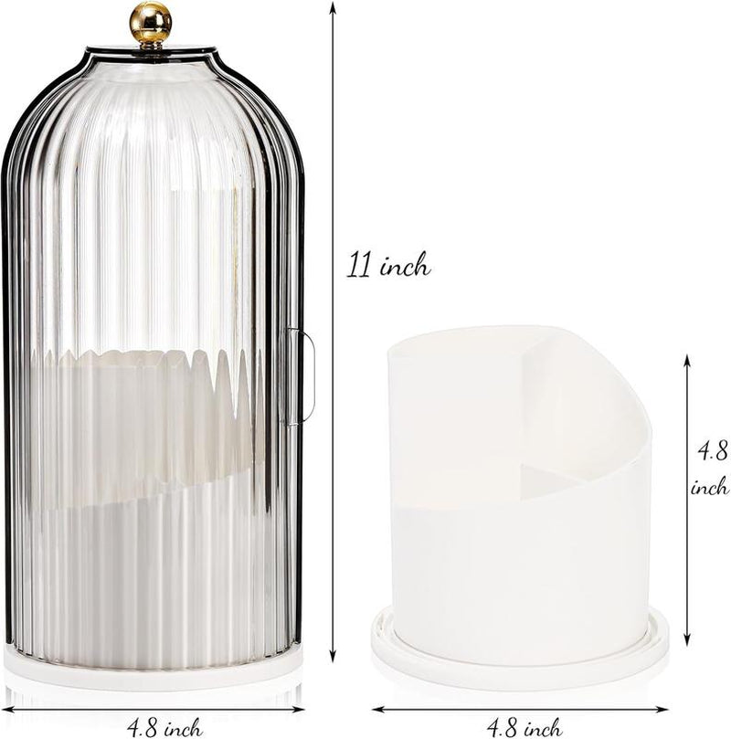 Bathroom Toothbrush Holder with Lid, 360° Rotating, 3-Slot Design, Suitable for Storing Children'S Electric Toothbrushes, Toothpaste, Razors, Bathroom Countertop Dressing Table Storage Organizer (White).