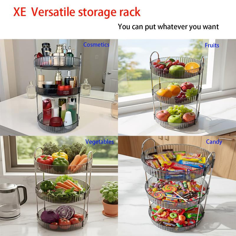 Rotating Makeup Organizer, Bathroom Make up Spinning Holder Rack, Large Capacity Cosmetics Storage Vanity Shelf Countertop, Fits Cosmetics, Perfume, Skincare, Lipsticks Boxes Steel