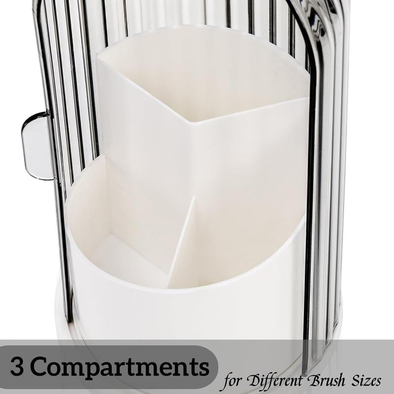 Bathroom Toothbrush Holder with Lid, 360° Rotating, 3-Slot Design, Suitable for Storing Children'S Electric Toothbrushes, Toothpaste, Razors, Bathroom Countertop Dressing Table Storage Organizer (White).