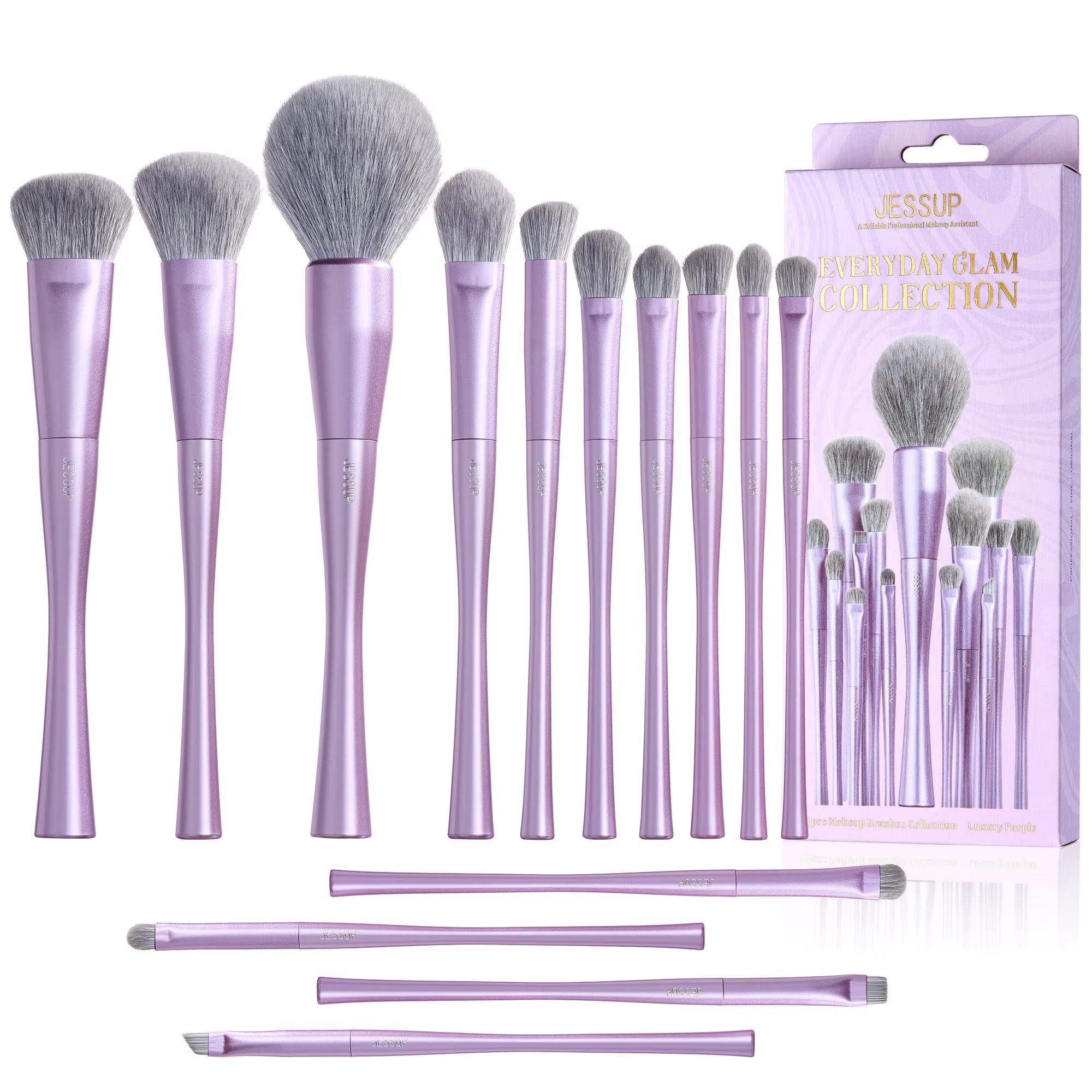 Makeup Brushes Set 4/6/7/10/14/15Pcs Foundation Makeup Brush,Face Eyeshadow Blending Highlighting Concealer,Luxury Purple