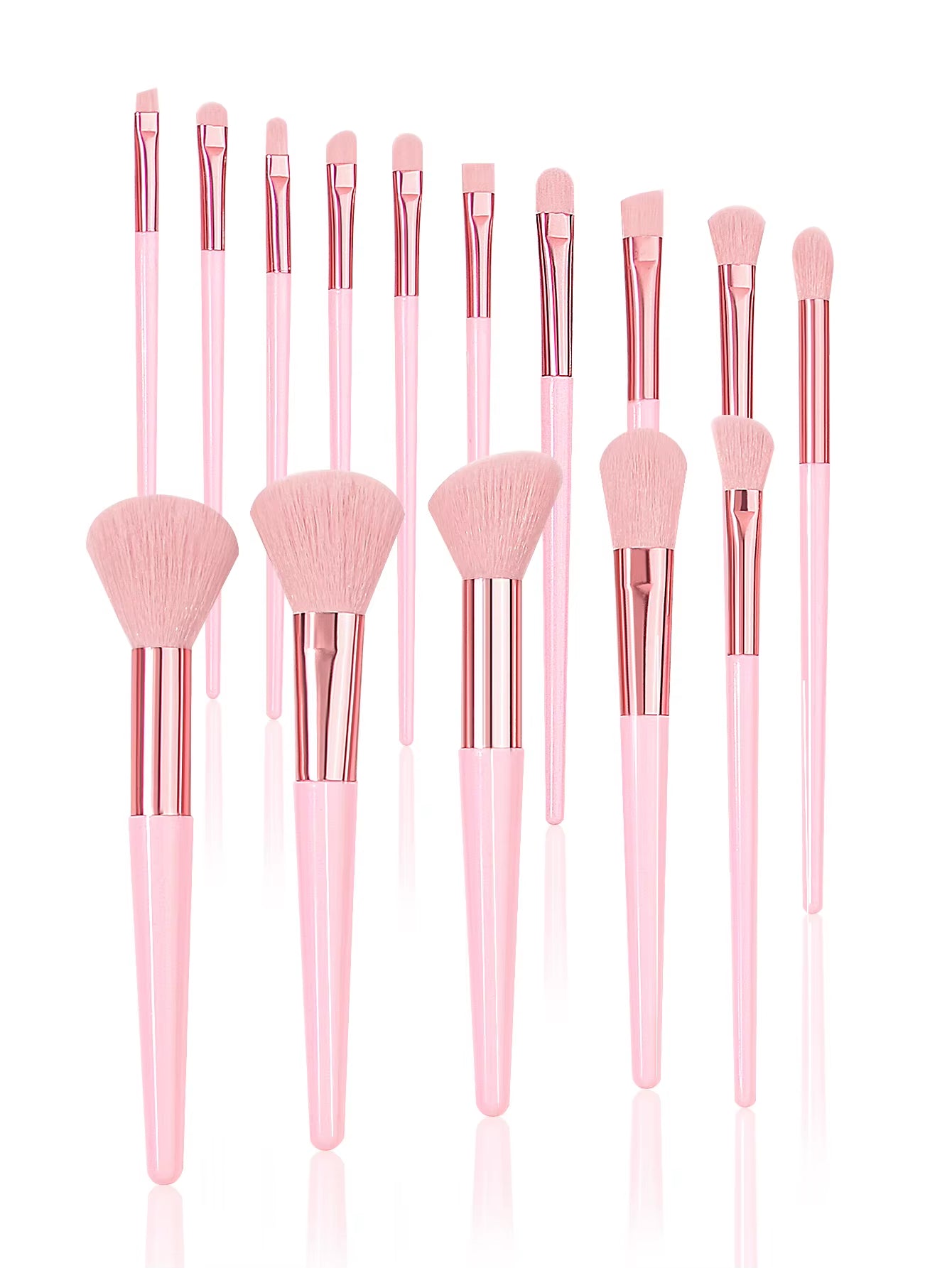 2025 New 15Pcs Pink Makeup Brushes Set with Storage Bucket Soft Bristle for Foundation Blush Eyeshadow Daily Travel Makeup