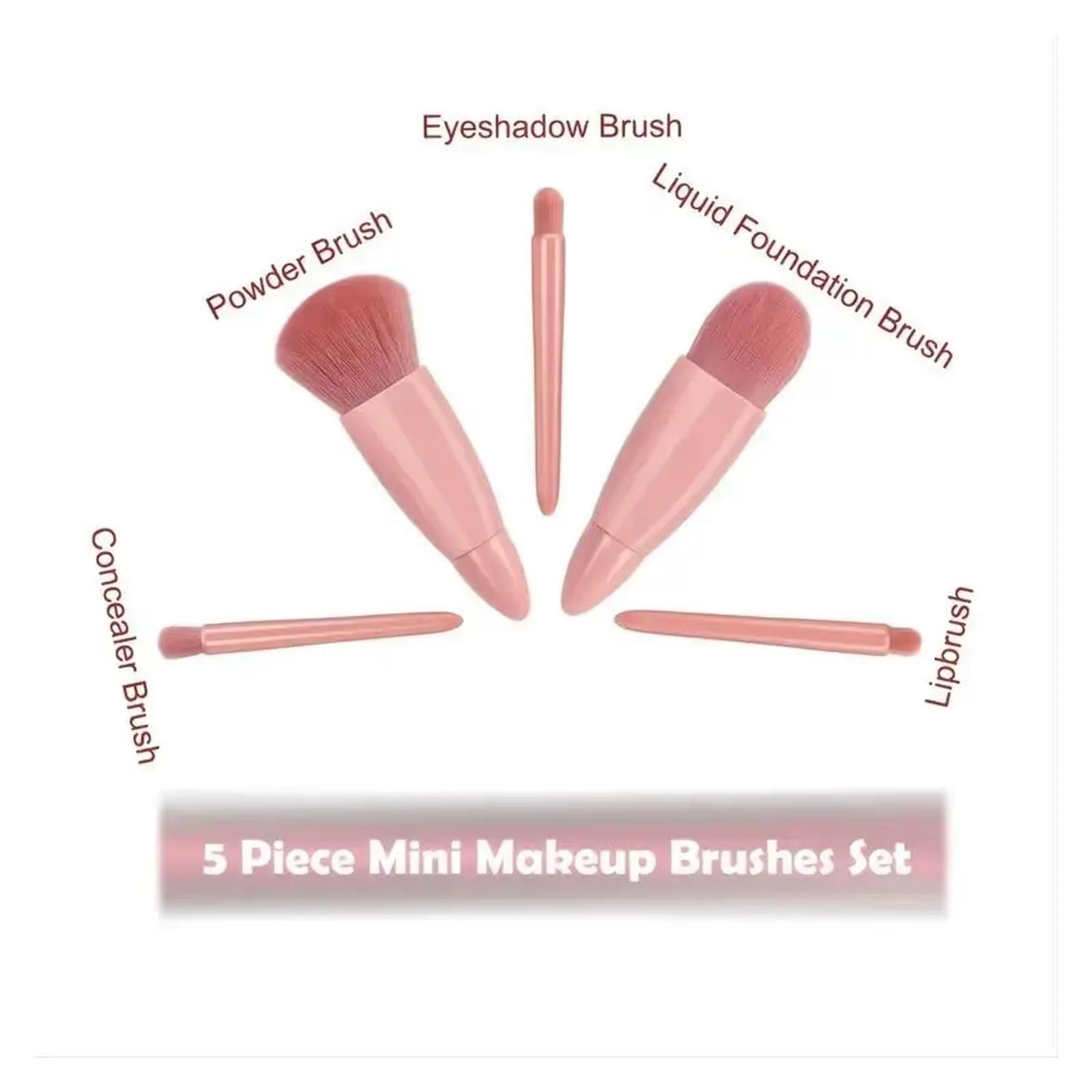 5Pcs Travel Size Makeup Brushes Set Mini Makeup Brushes, Small Complete Function Cosmetic Brushes Kit with Case and Mirror