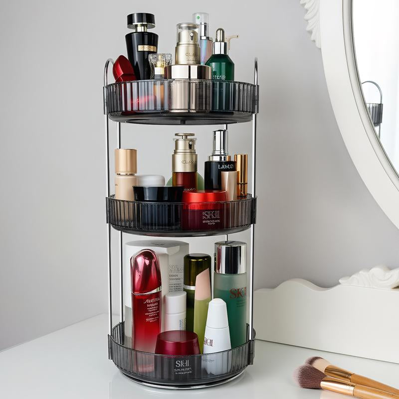 Rotating Makeup Organizer, Bathroom Make up Spinning Holder Rack, Large Capacity Cosmetics Storage Vanity Shelf Countertop, Fits Cosmetics, Perfume, Skincare, Lipsticks Boxes Steel