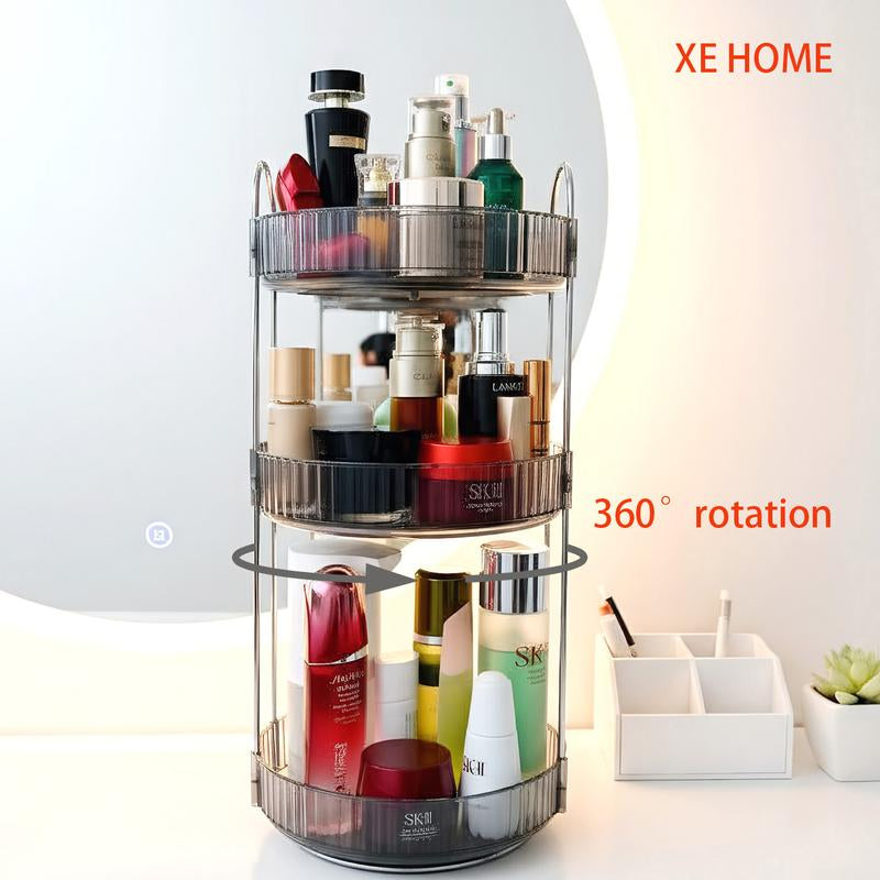 Rotating Makeup Organizer, Bathroom Make up Spinning Holder Rack, Large Capacity Cosmetics Storage Vanity Shelf Countertop, Fits Cosmetics, Perfume, Skincare, Lipsticks Boxes Steel