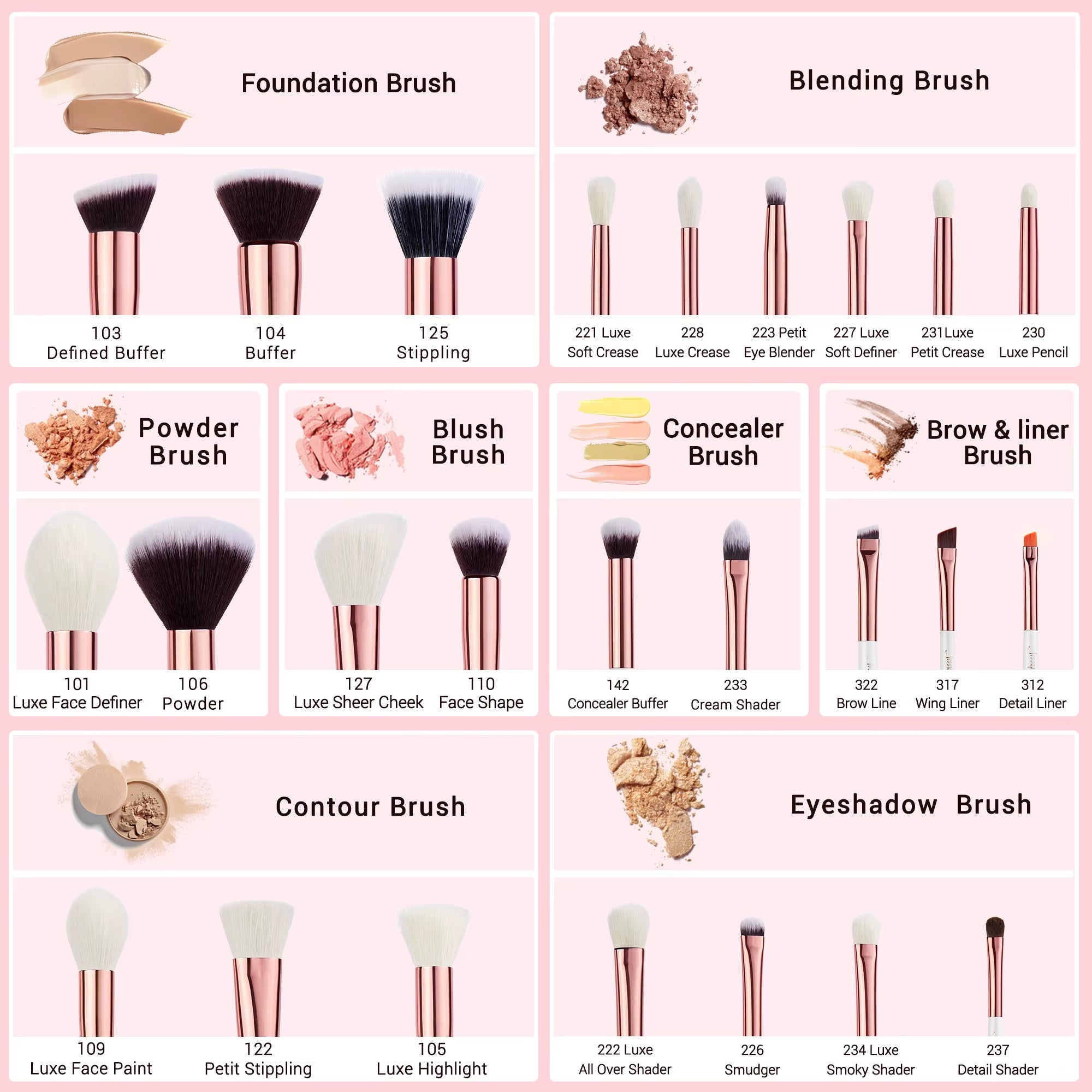 Professional Makeup Brushes Set,25Pcs Makeup Brush Foundation Powder Eyeshadow Liner Highlighter Make up Tools Kit T215