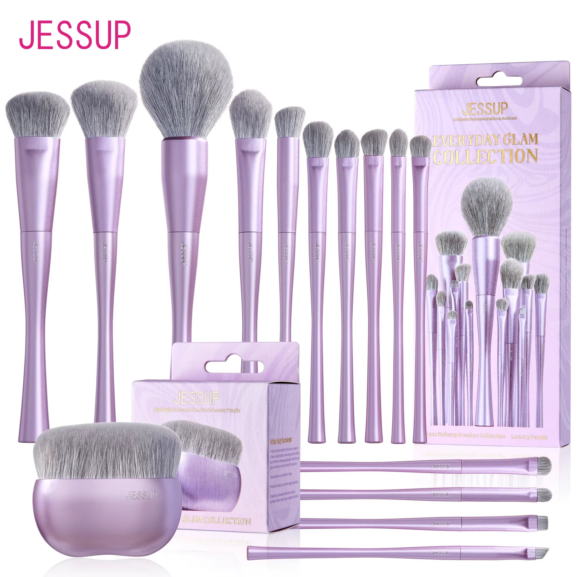 Makeup Brushes Set 4/6/7/10/14/15Pcs Foundation Makeup Brush,Face Eyeshadow Blending Highlighting Concealer,Luxury Purple