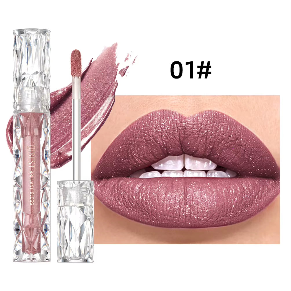 Shimmer Lip Gloss Diamond Glitter Lip Tint Waterproof Long Lasting Matte Liquid Lipstick Red Purple Lipgloss Women Makeup