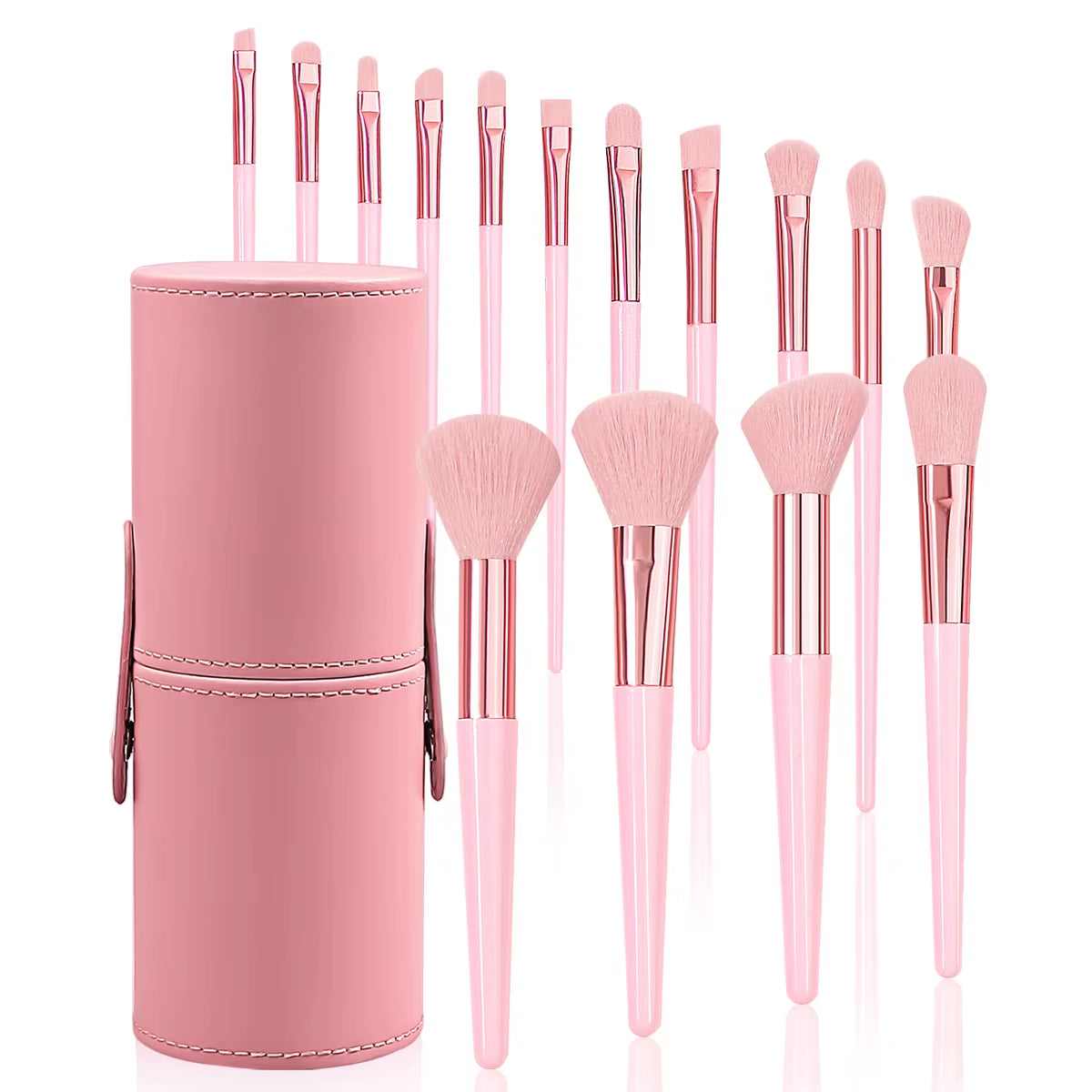 2025 New 15Pcs Pink Makeup Brushes Set with Storage Bucket Soft Bristle for Foundation Blush Eyeshadow Daily Travel Makeup