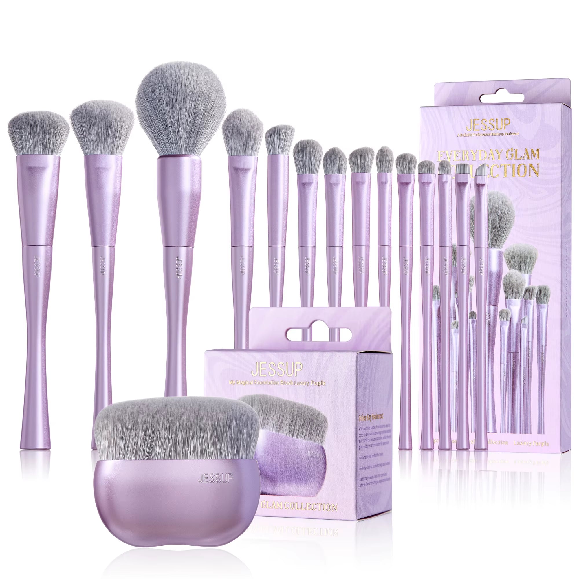 Makeup Brushes Set 4/6/7/10/14/15Pcs Foundation Makeup Brush,Face Eyeshadow Blending Highlighting Concealer,Luxury Purple
