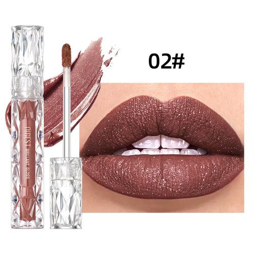 10 Colors Matte Shiny Glitter Liquid Lipstick Shiny Lip Gloss Diamond Waterproof Long Lasting Lipgloss Women Lips Makeup