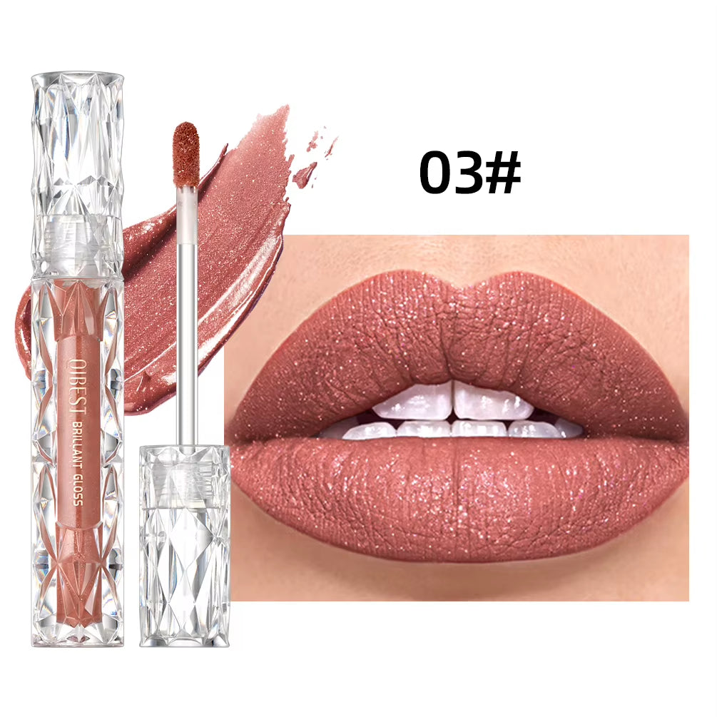 Shimmer Lip Gloss Diamond Glitter Lip Tint Waterproof Long Lasting Matte Liquid Lipstick Red Purple Lipgloss Women Makeup