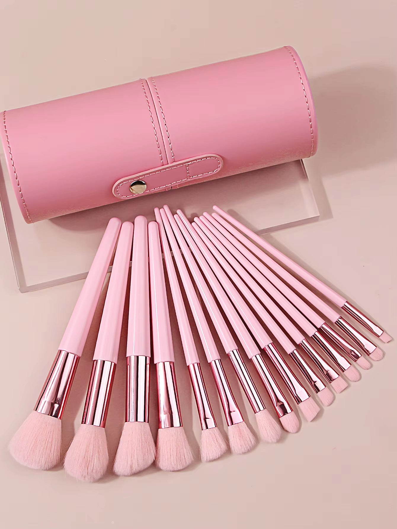2025 New 15Pcs Pink Makeup Brushes Set with Storage Bucket Soft Bristle for Foundation Blush Eyeshadow Daily Travel Makeup