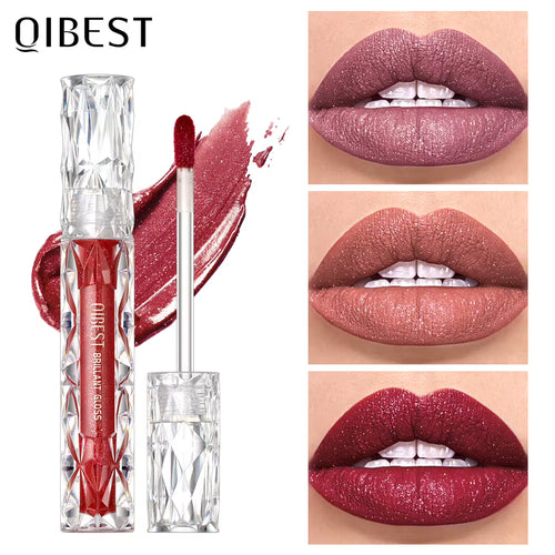 Shimmer Lip Gloss Diamond Glitter Lip Tint Waterproof Long Lasting Matte Liquid Lipstick Red Purple Lipgloss Women Makeup