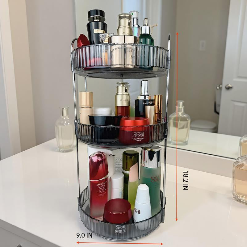 Rotating Makeup Organizer, Bathroom Make up Spinning Holder Rack, Large Capacity Cosmetics Storage Vanity Shelf Countertop, Fits Cosmetics, Perfume, Skincare, Lipsticks Boxes Steel